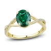 Thumbnail Image 4 of Lab-Created Emerald Ring, Earring & Necklace Set 1/5 ct tw Diamonds 10K Yellow Gold