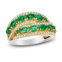 Le Vian Natural Emerald Ring 1/3 ct tw Diamonds 14K Honey Gold/Platinum