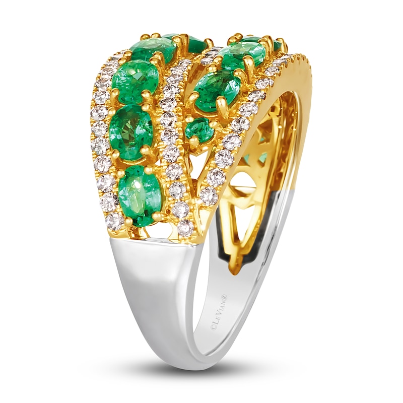Le Vian Natural Emerald Ring 1/3 ct tw Diamonds 14K Honey Gold/Platinum