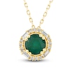 Thumbnail Image 1 of Natural Emerald Pendant Necklace 1/6 ct tw Diamonds 14K Yellow Gold