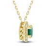 Thumbnail Image 2 of Natural Emerald Pendant Necklace 1/6 ct tw Diamonds 14K Yellow Gold