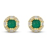 Thumbnail Image 0 of Natural Emerald Stud Earrings 1/4 ct tw Diamonds 14K Yellow Gold