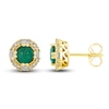 Thumbnail Image 1 of Natural Emerald Stud Earrings 1/4 ct tw Diamonds 14K Yellow Gold