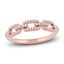 Diamond Oval Link Ring 1/4 ct tw Round 14K Rose Gold