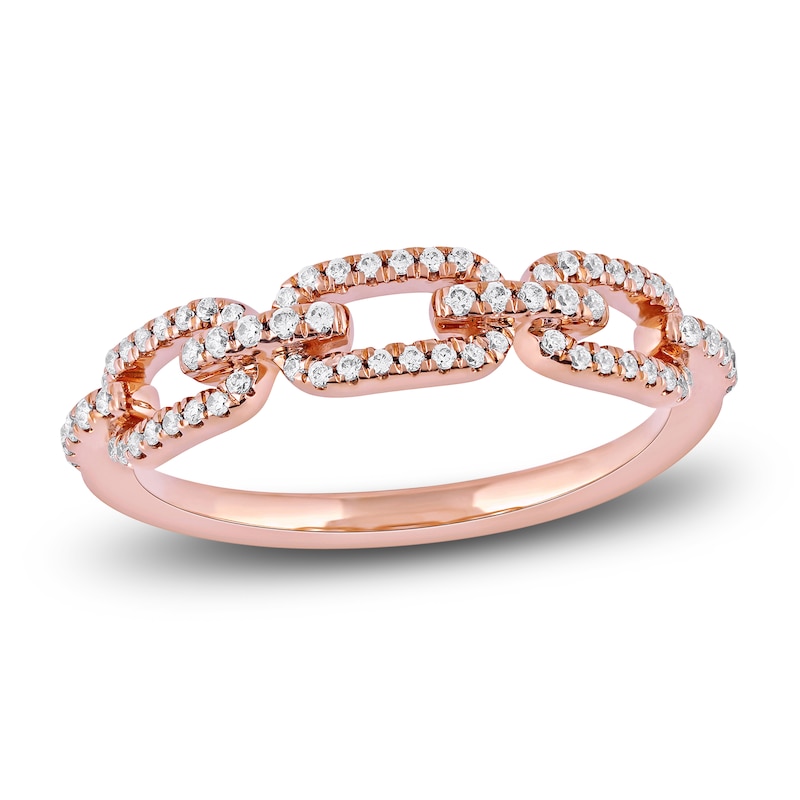 Main Image 1 of Diamond Oval Link Ring 1/4 ct tw Round 14K Rose Gold