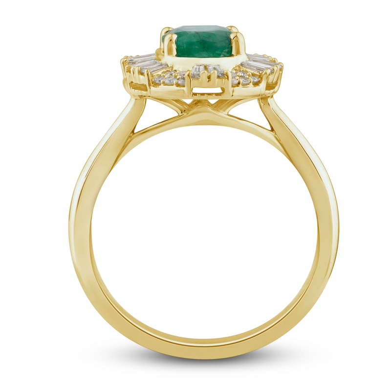 Main Image 2 of Natural Emerald Ring 3/8 ct tw Diamonds 14K Yellow Gold