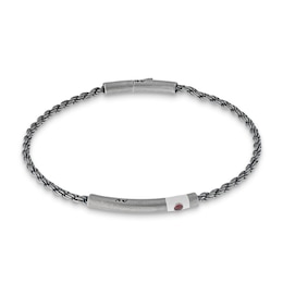 Marco Dal Maso Men's Natural Red Sapphire Bracelet Ivory Enamel Sterling Silver 8&quot;