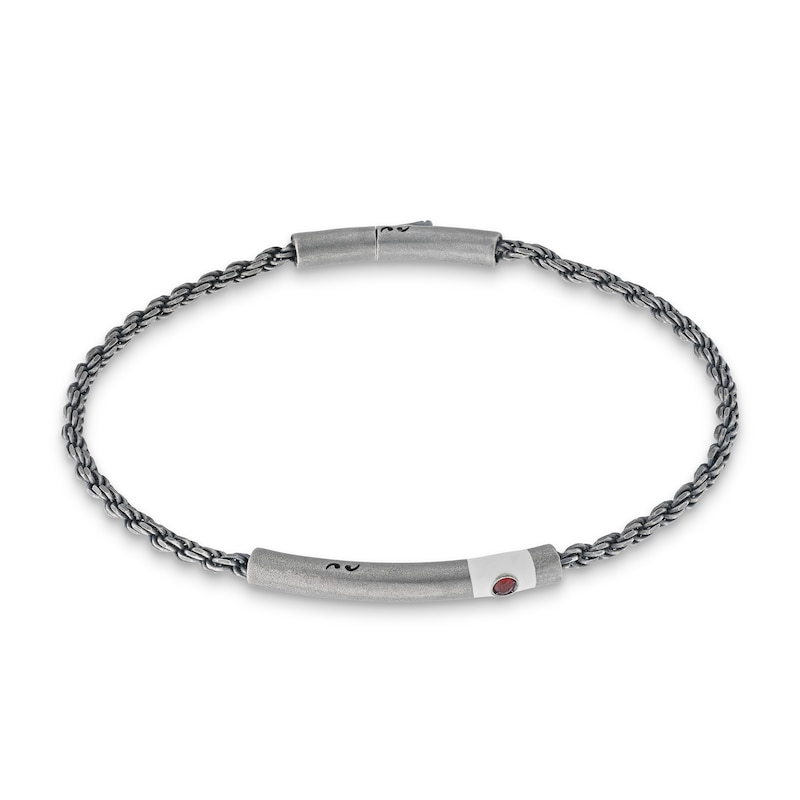 Main Image 1 of Marco Dal Maso Men's Natural Red Sapphire Bracelet Ivory Enamel Sterling Silver 8&quot;