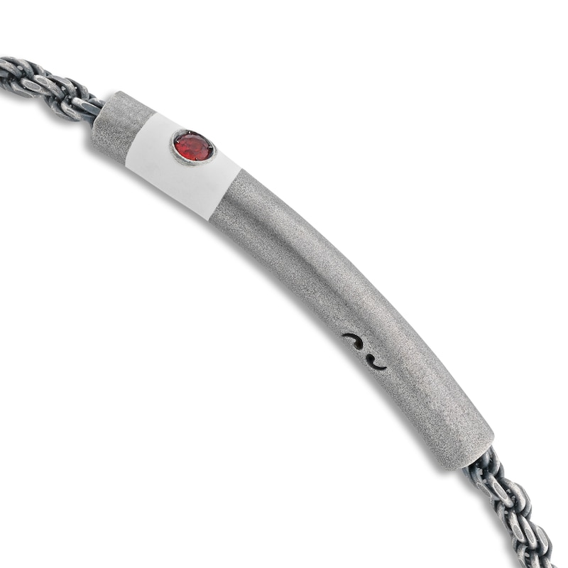 Main Image 3 of Marco Dal Maso Men's Natural Red Sapphire Bracelet Ivory Enamel Sterling Silver 8&quot;