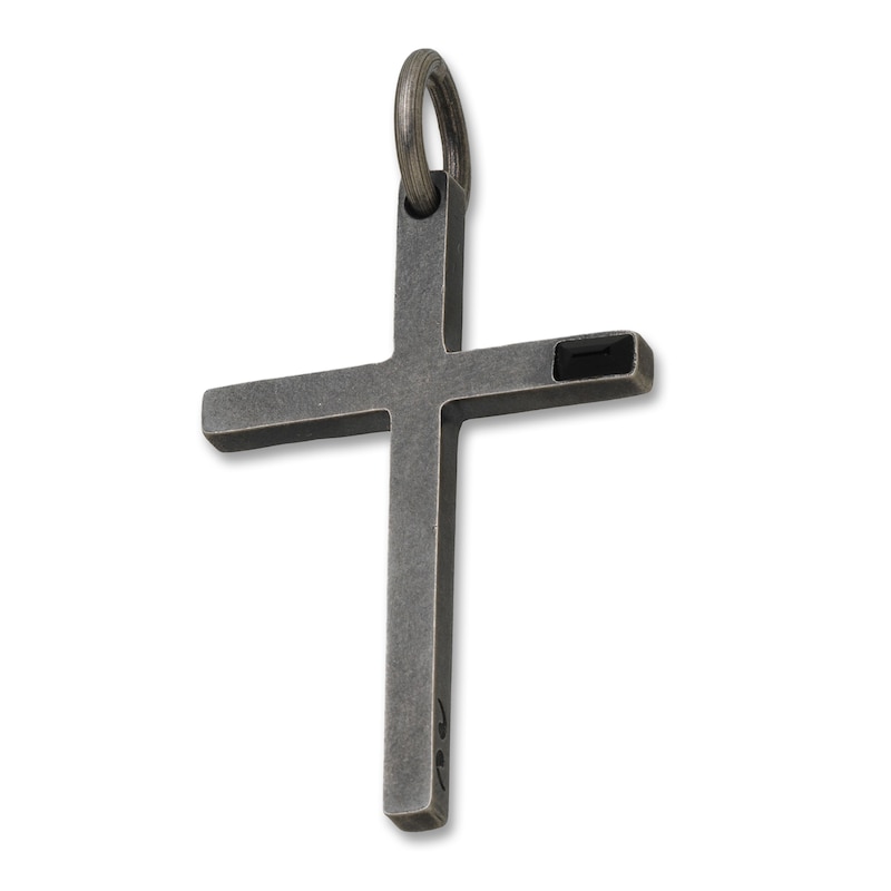 Marco Dal Maso Men's Natural Onyx Cross Charm Sterling Silver