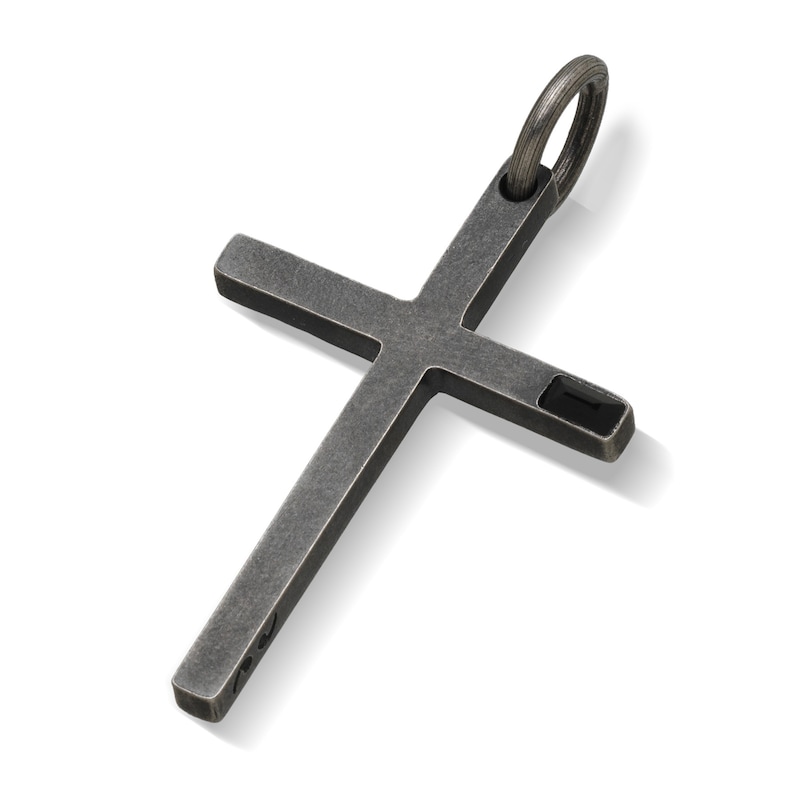 Main Image 2 of Marco Dal Maso Men's Natural Onyx Cross Charm Sterling Silver