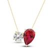 Thumbnail Image 1 of White Lab-Created Sapphire & Lab-Created Ruby Pendant Necklace 10K Yellow Gold 18&quot;