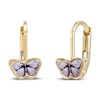 Thumbnail Image 0 of Butterfly Drop Earrings Purple Enamel 14K Yellow Gold