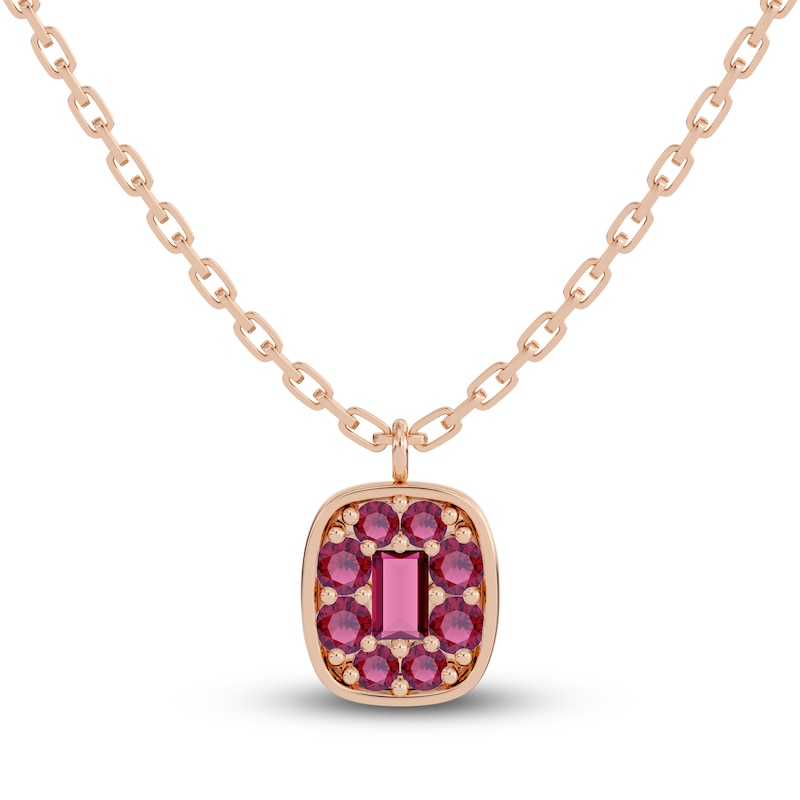 Juliette Maison Natural Rhodolite Garnet Pendant Necklace 10K Rose Gold