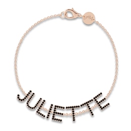 Juliette Maison Black Diamond Station Name Bracelet 2-1/4 ct tw Round 10K Rose Gold