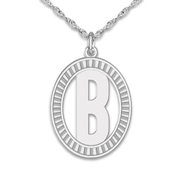 Initial Pendant Necklace 10K White Gold 18&quot;