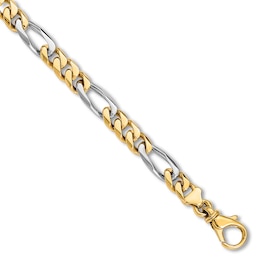 Men's Solid High-Polish Figaro Link Bracelet 14K Two-Tone Gold 8&quot;