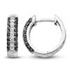 Thumbnail Image 1 of Black & White Diamond Huggie Earrings 1/2 ct tw Round 14K White Gold