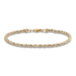 Hollow Rope Chain Bracelet 10K Yellow Gold 7.5&quot;