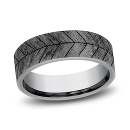 Chevron Wedding Band Grey Tantalum 7.5mm