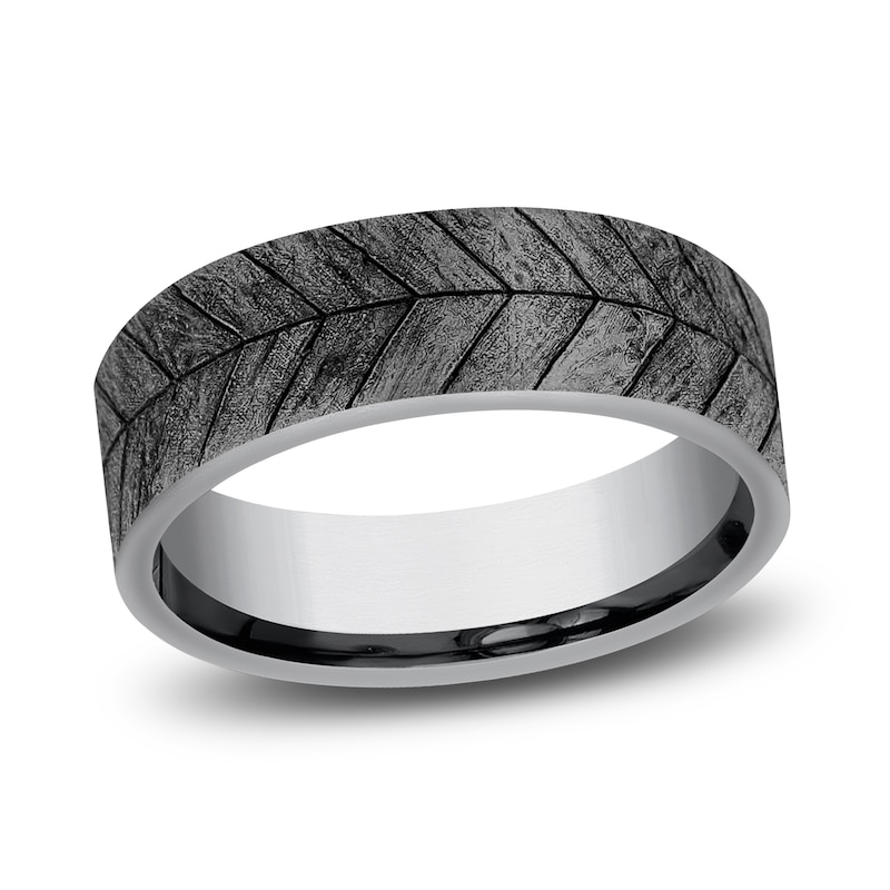 Main Image 1 of Chevron Wedding Band Grey Tantalum 7.5mm