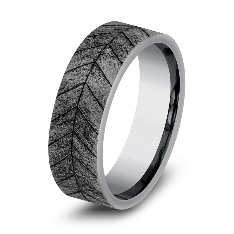 Main Image 2 of Chevron Wedding Band Grey Tantalum 7.5mm