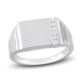 Men's Diamond Ring 1/10 ct tw Round 10K White Gold