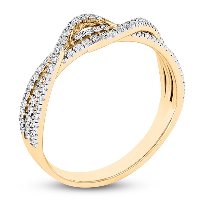 Main Image 2 of Diamond Multi Row Ring 1/4 ct tw Round 14K Yellow Gold