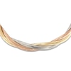 Thumbnail Image 2 of Italia D'Oro Diamond-Cut Triple Omega Chain Necklace 14K Tri-Tone Gold 17"