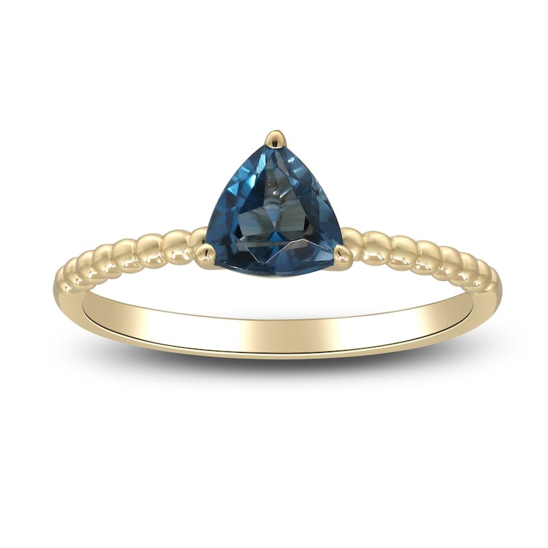 Natural Blue Topaz Ring 14K Yellow Gold