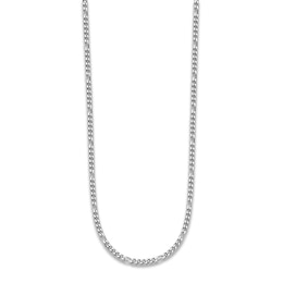 Solid Figaro Chain Necklace Platinum 18&quot; 2.5mm