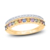 Thumbnail Image 1 of Natural Multi-Colored Sapphire Ring 1/6 ct tw Diamonds 14K Yellow Gold