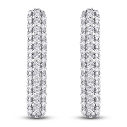 Diamond J-Hoop Earrings 1/2 ct tw Round 14K White Gold