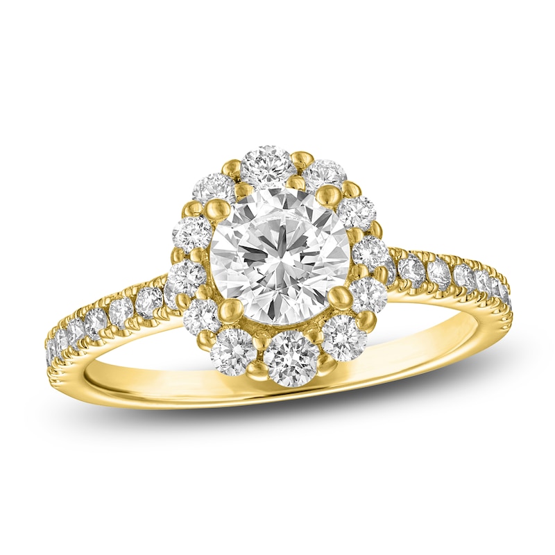 Diamond Halo Engagement Ring 1-1/4 ct tw 14K Yellow Gold