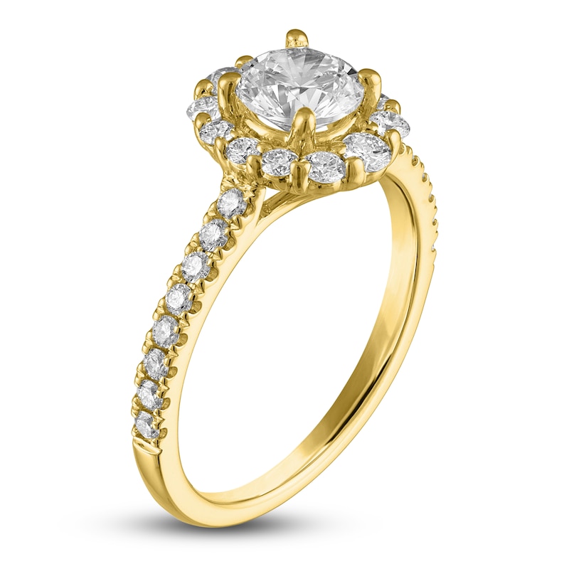 Main Image 2 of Diamond Halo Engagement Ring 1-1/4 ct tw 14K Yellow Gold