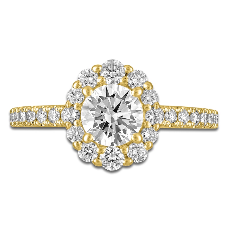 Main Image 3 of Diamond Halo Engagement Ring 1-1/4 ct tw 14K Yellow Gold