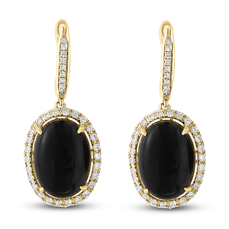 Main Image 1 of LALI Jewels Natural Onyx & Diamond Drop Earrings 5/8 ct tw 14K Yellow Gold