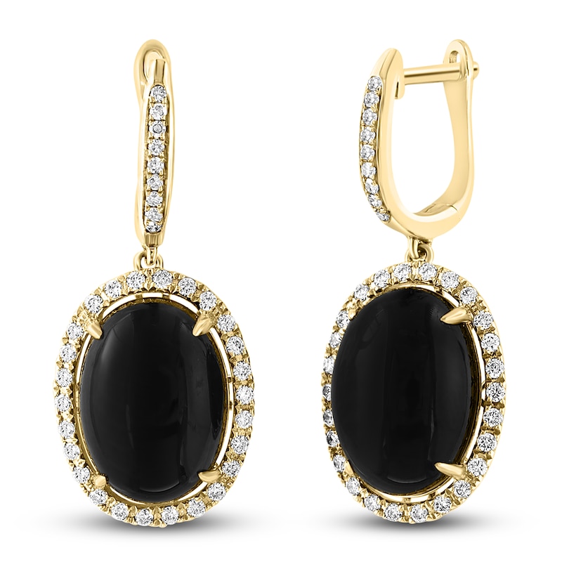 Main Image 2 of LALI Jewels Natural Onyx & Diamond Drop Earrings 5/8 ct tw 14K Yellow Gold