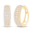 Thumbnail Image 2 of Baguette & Round-Cut Diamond Hoop Earrings 1 ct tw 10K Yellow Gold