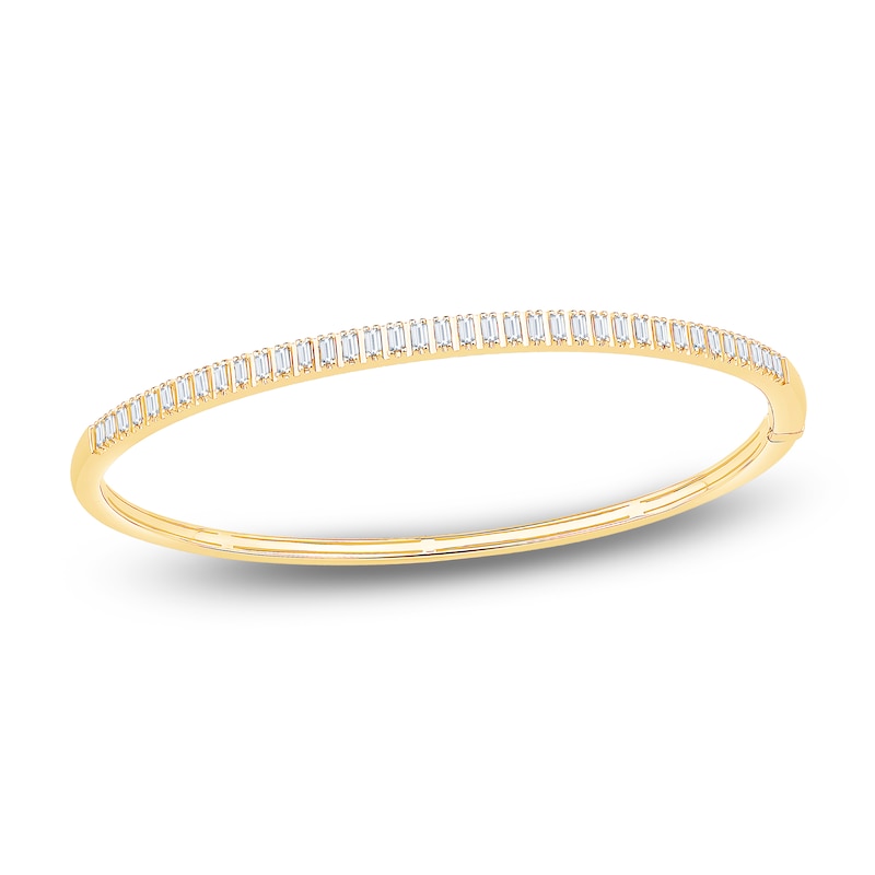 Main Image 1 of Baguette-Cut Diamond Bangle Bracelet 5/8 ct tw 10K Yellow Gold