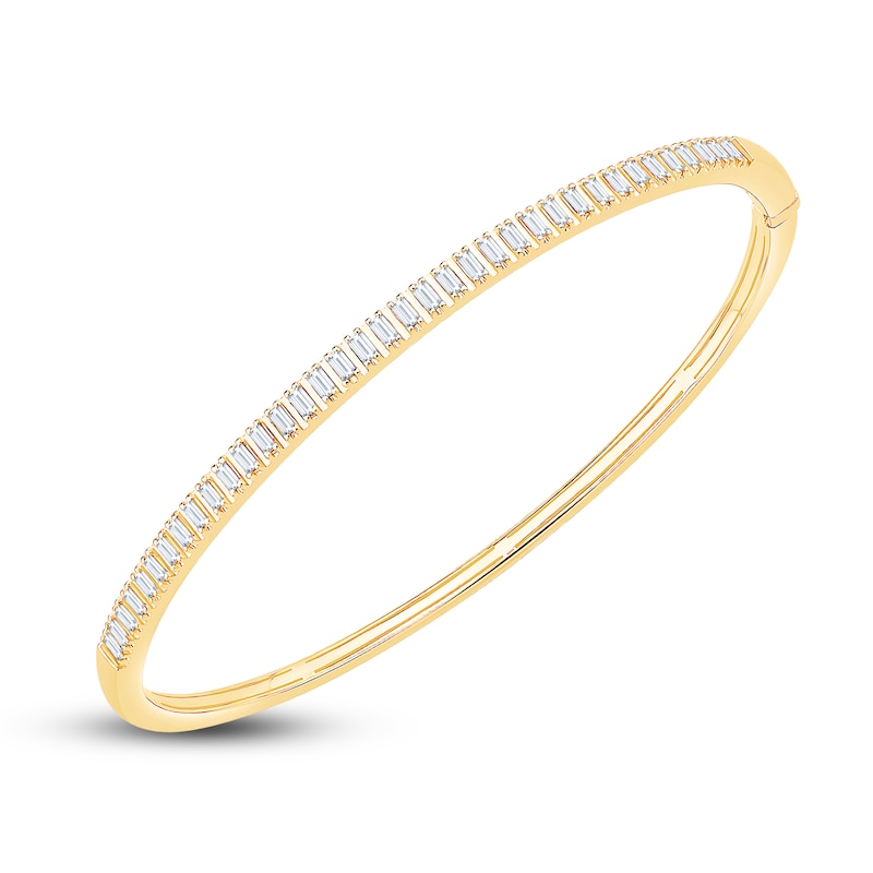 Main Image 2 of Baguette-Cut Diamond Bangle Bracelet 5/8 ct tw 10K Yellow Gold