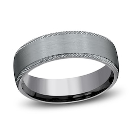 Men's Knurled-Edge Satin Wedding Band Tantalum 6.5mm