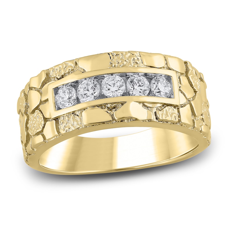 Main Image 1 of Men's Diamond Nugget Anniversary Band 1/2 ct tw 14K Yellow Gold