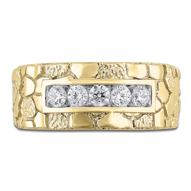 Main Image 3 of Men's Diamond Nugget Anniversary Band 1/2 ct tw 14K Yellow Gold