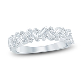 Certified Diamond Baguette & Round-Cut Anniversary Ring 3/4 ct tw 14K White Gold
