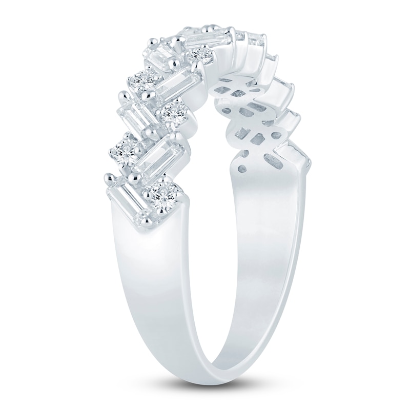 Main Image 2 of Certified Diamond Baguette & Round-Cut Anniversary Ring 3/4 ct tw 14K White Gold