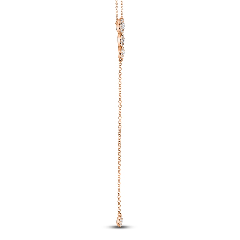 Main Image 2 of Shy Creation Diamond Graduated Halo Y-Drop Necklace 1/4 ct tw 14K Rose Gold 18&quot; SC55002608