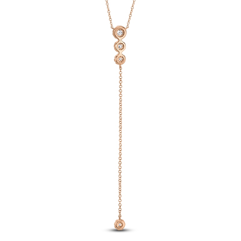 Main Image 3 of Shy Creation Diamond Graduated Halo Y-Drop Necklace 1/4 ct tw 14K Rose Gold 18&quot; SC55002608