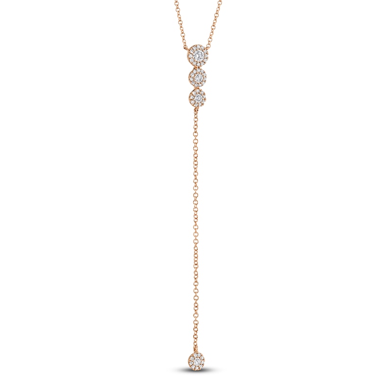 Main Image 4 of Shy Creation Diamond Graduated Halo Y-Drop Necklace 1/4 ct tw 14K Rose Gold 18&quot; SC55002608