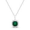 Thumbnail Image 1 of Cushion-Cut Lab-Created Emerald & Diamond Necklace 1/8 ct tw 10K White Gold 18&quot;